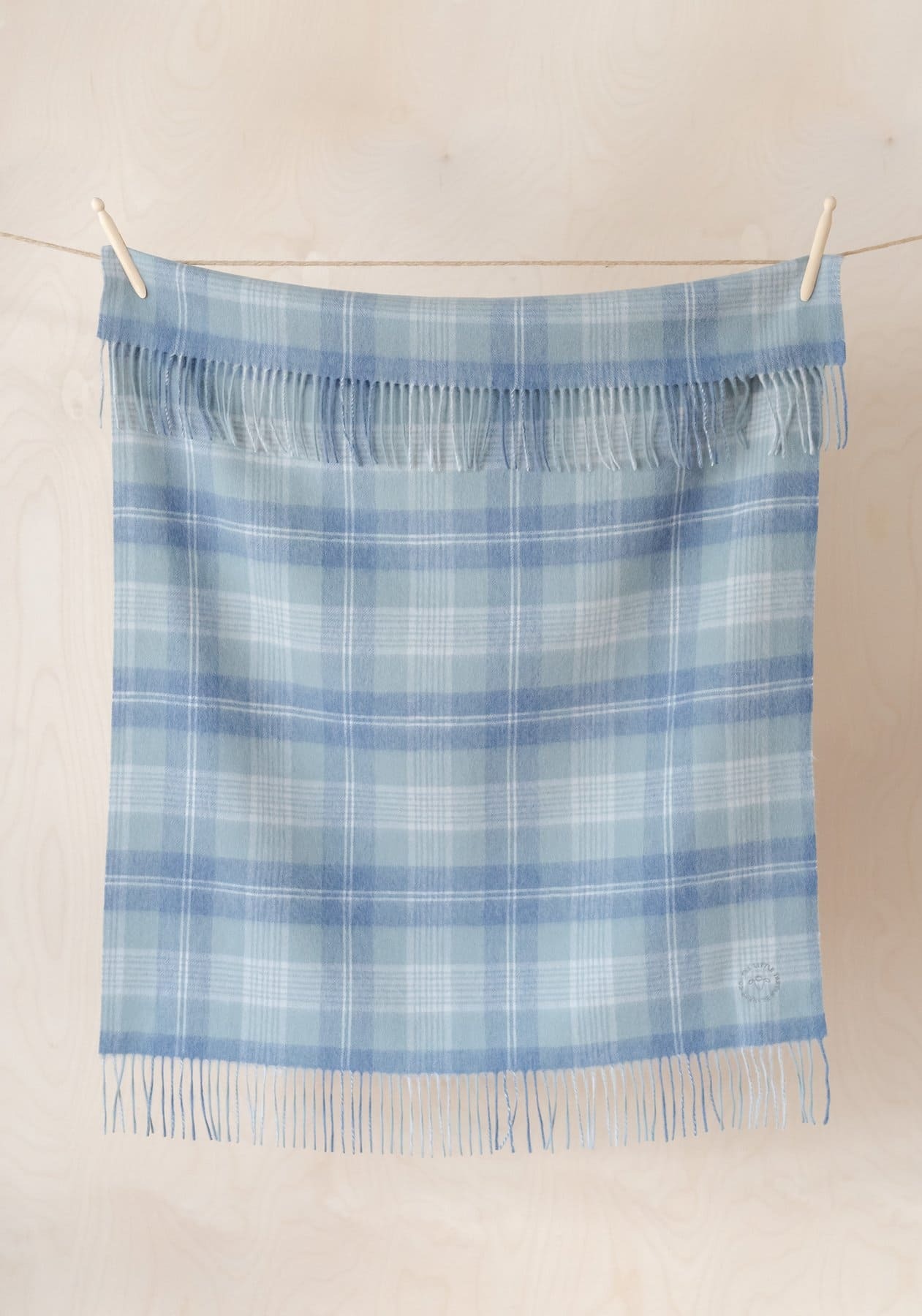 [TBCo.] Lambswool Knee Blanket (baby blue check)